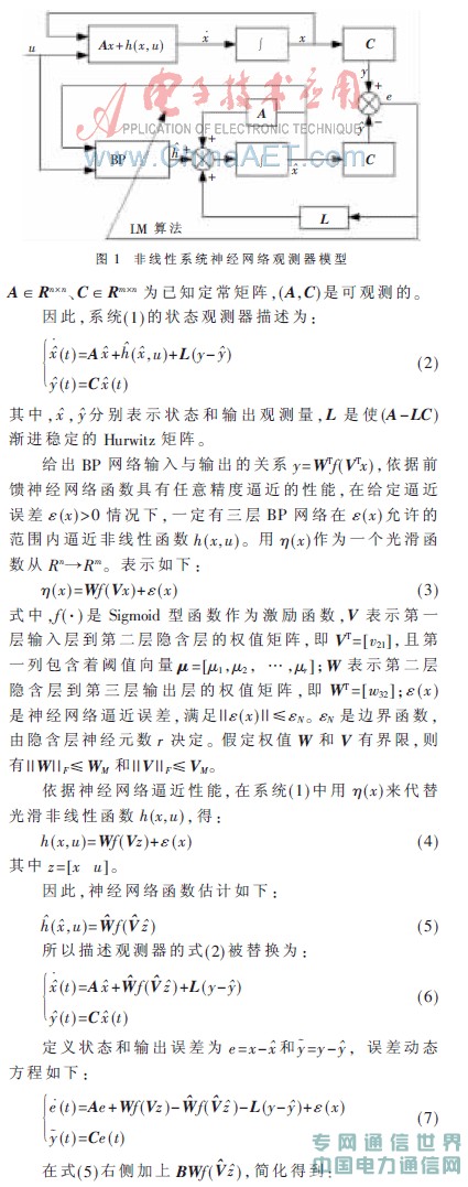 基于改进神经网络的非线性系统观测器设计